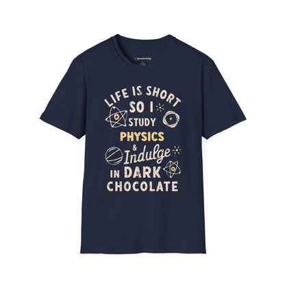 "I study Physics and Indulge in Dark Chocolate" Premium Physics Shirt
