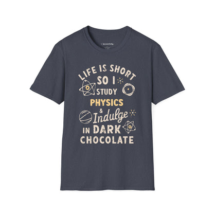 "I study Physics and Indulge in Dark Chocolate" Premium Physics Shirt