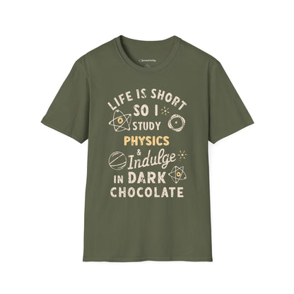 "I study Physics and Indulge in Dark Chocolate" Premium Physics Shirt