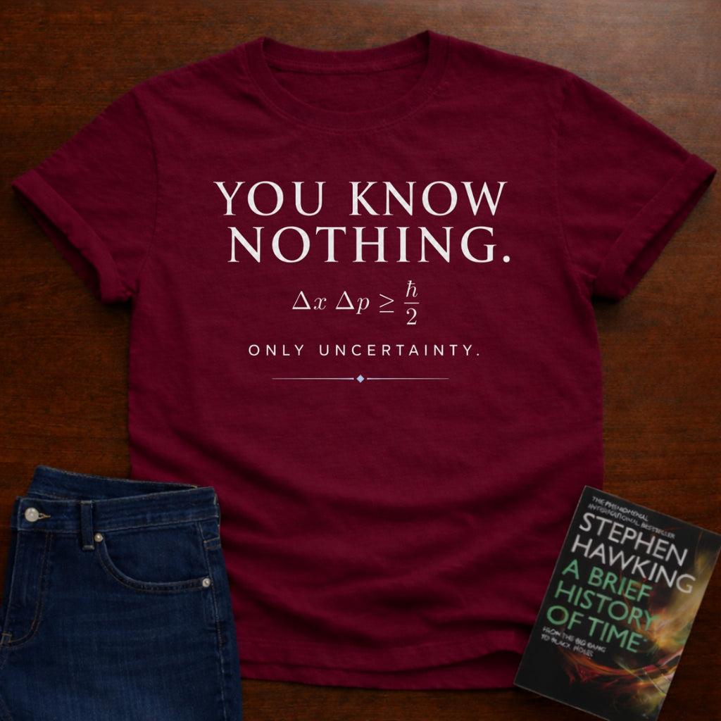 YOU KNOW NOTHING, ONLY UNCERTAINTY. T-SHIRT