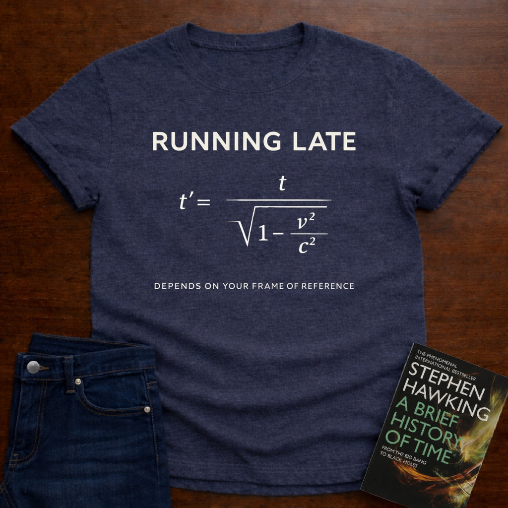 RUNNING LATE (RELATIVITY). T-SHIRT