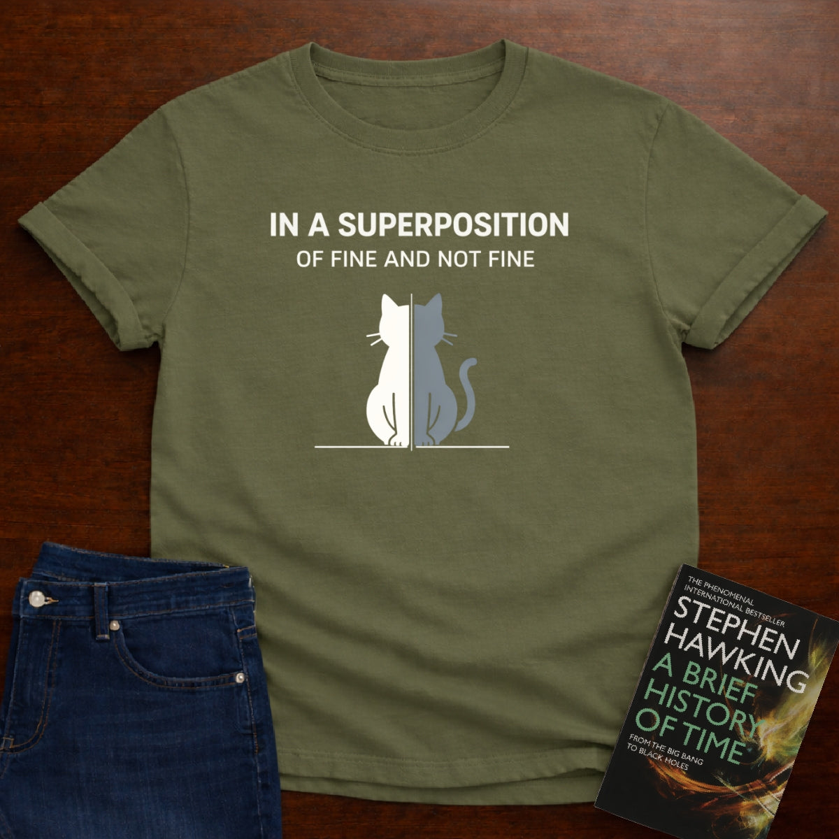 IN A SUPERPOSITION OF FINE AND NOT FINE T-SHIRT