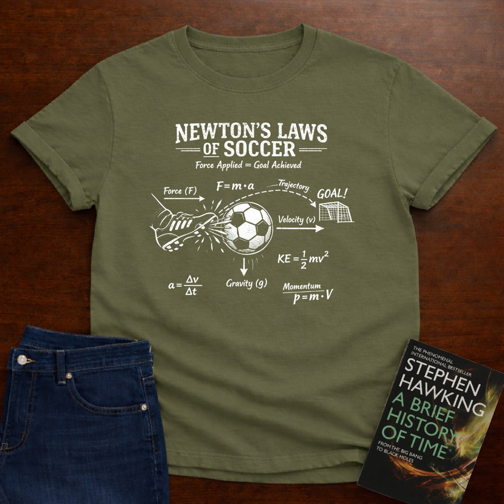 NEWTON'S LAWS OF SOCCER T-SHIRT