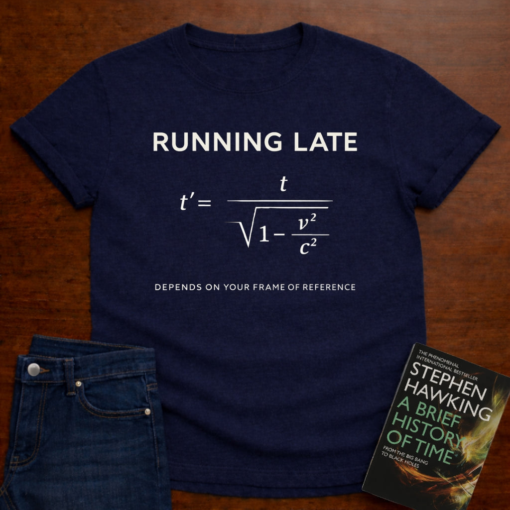RUNNING LATE (RELATIVITY). T-SHIRT